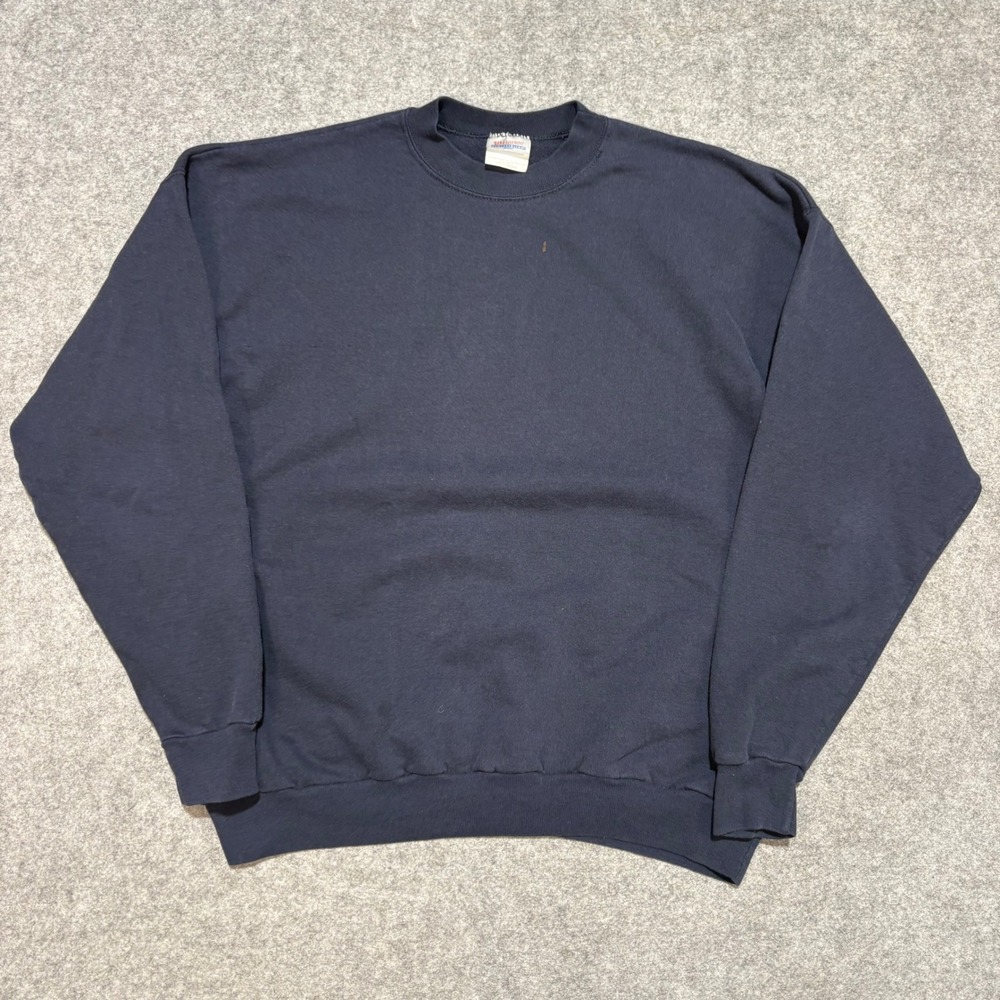 Hanes ComfortBlend Navy Blue Crewneck Sweatshirt Mens Large Vintage Fleece